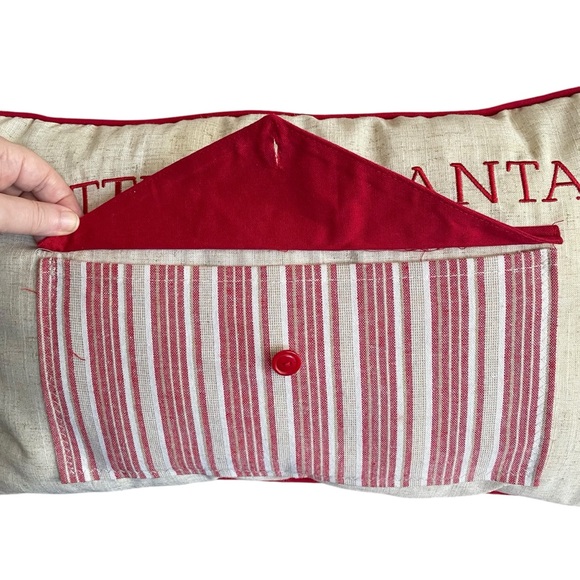 ST. NICHOLAS SQUARE Accent Pillow Letters to Santa Red White Natural 12x20 - Picture 3 of 8